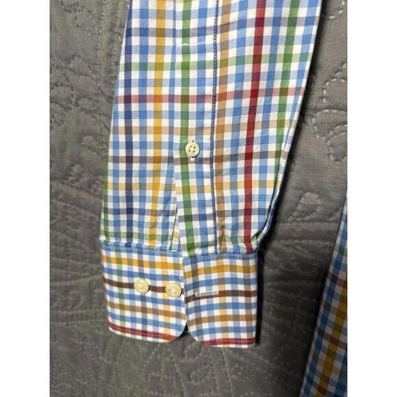 Peter Millar Shirt Adult Large Blue Multi Shepherd Check Cotton Button Up Mens - Picture 2 of 9